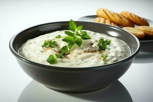 une délicieux poulet soupe nourriture avec des légumes dans une bol. hiver nourriture et haute protéine soupe repas concept par ai généré photo