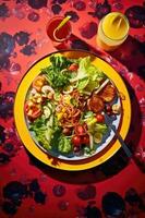 Frais et coloré salade sur une assiette photo