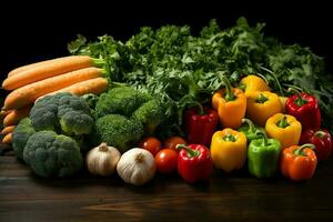 collection mélanger Frais des légumes et des fruits pour une salade. en bonne santé régime concept et des légumes nourriture par ai généré photo