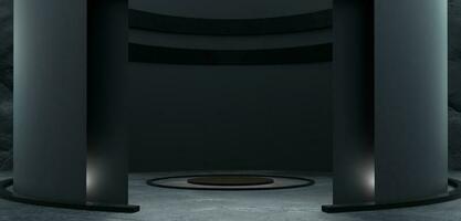 incurvé dôme génial salle courbe en forme de étape circulaire pièce rond podium rond écran 3d illustration photo