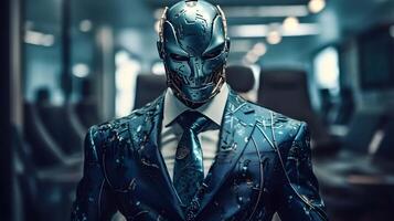 ai homme d'affaire dans une costume, professionnel, machine, robot, génératif ai photo