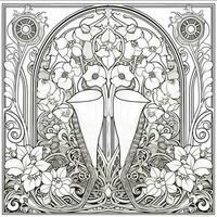 art nouveau coloration page photo