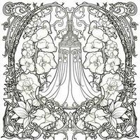 art nouveau coloration page photo