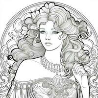 art nouveau coloration page photo