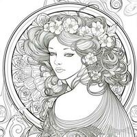 art nouveau coloration page photo