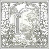 art nouveau coloration page photo