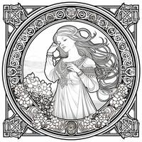 art nouveau coloration page photo