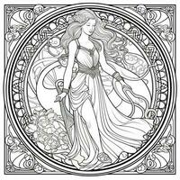 art nouveau coloration page photo