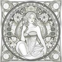 art nouveau coloration page photo