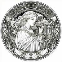 art nouveau coloration page photo