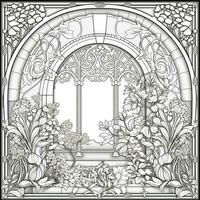 art nouveau coloration page photo