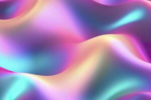 pente holographique iridescent vagues, givré verre, doux texturé pente, et isométrique, reflets. ai génératif photo