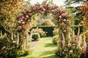 floral décoration, mariage décor et l'automne vacances fête, automnal fleurs et un événement décorations dans le Anglais campagne jardin, pays style photo