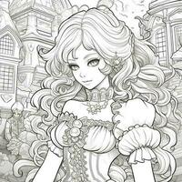 fantaisie anime fille coloration pages photo