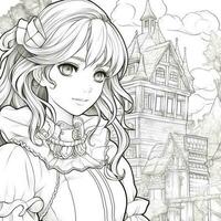 fantaisie anime fille coloration pages photo