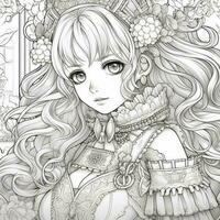 fantaisie anime fille coloration pages photo