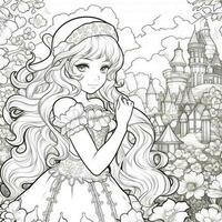 fantaisie anime fille coloration pages photo