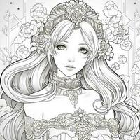 fantaisie anime fille coloration pages photo