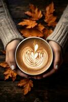 l'automne Contexte avec tasse de café photo