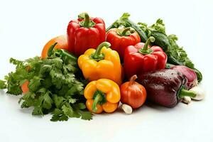 collection mélanger Frais des légumes et des fruits pour une salade. en bonne santé régime concept et des légumes nourriture par ai généré photo