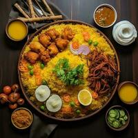 biryani assiette avec des œufs et des légumes Indien nourriture photo