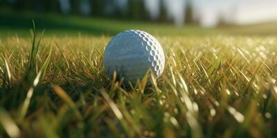 ai généré. ai génératif. le golf Balle Jeu sport la nature Extérieur sur vert herbe champ. Extérieur activité luxe mode de vie. graphique art photo