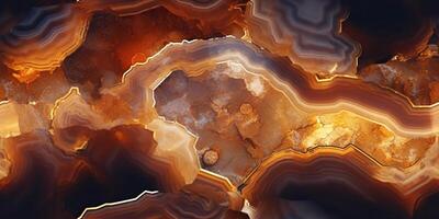 ai généré. ai génératif. agate pierre abstrait géométrique Jaune Orange modèle décoration. ancien texture surface. graphique art photo