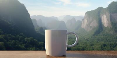 ai généré. ai génératif. thé blanc tasse moquer en haut photo