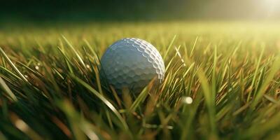 ai généré. ai génératif. le golf Balle Jeu sport la nature Extérieur sur vert herbe champ. Extérieur activité luxe mode de vie. graphique art photo