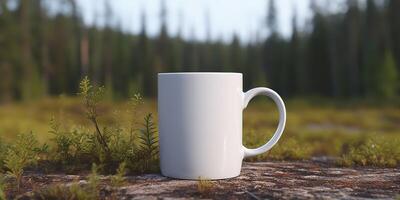 ai généré. ai génératif. thé blanc tasse moquer en haut photo