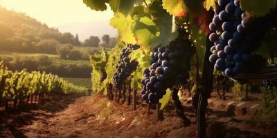 ai généré. ai génératif. photo illustration de du vin grain de raisin vignoble vignoble plante champ la nature Extérieur champ. graphique art