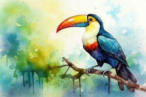 aquarelle La peinture de toucan oiseau photo