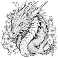 art nouveau dragon coloration pages photo