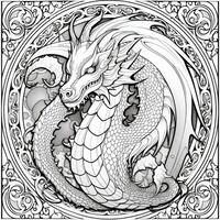 art nouveau dragon coloration pages photo