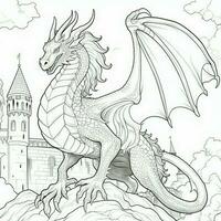 art nouveau dragon coloration pages photo