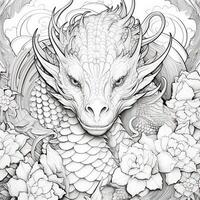 art nouveau dragon coloration pages photo