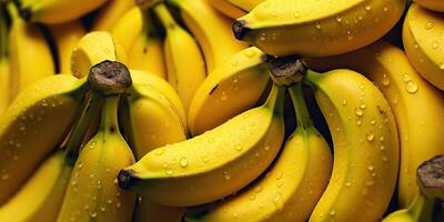 ai généré. ai génératif. Jaune Frais éco biologique banane. végétarien marché promotion décoration. graphique art photo