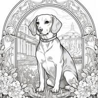 art nouveau chien coloration pages photo