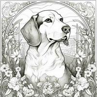 art nouveau chien coloration pages photo