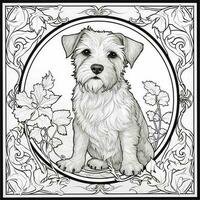 art nouveau chien coloration pages photo