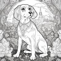 art nouveau chien coloration pages photo