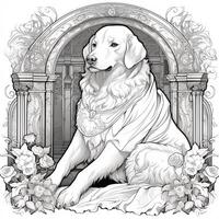 art nouveau chien coloration pages photo