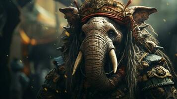 anthropomorphe l'éléphant braconnier, numérique art illustration photo