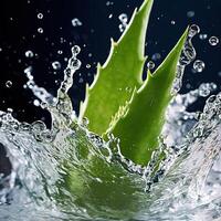 aloès Vera dans l'eau éclaboussure. génératif ai photo