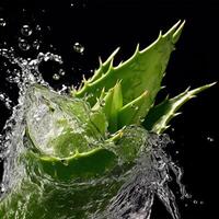 aloès Vera dans l'eau éclaboussure. génératif ai photo