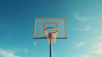basketball cerceau sur une bleu ciel Contexte ai génératif photo