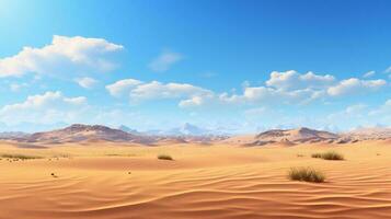 une désert paysage avec le sable dunes et montagnes ai génératif photo