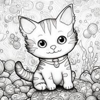 mignonne chat coloration pages pour des gamins photo