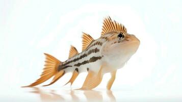 photo de une corydoras Poisson-chat sur blanc Contexte. génératif ai