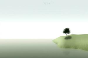 abstrait illustration minimaliste paysage, seul arbre dans clair la nature paysagerésumé illustration minimaliste paysage, seul arbre dans clair la nature paysage, génératif ai illustration photo